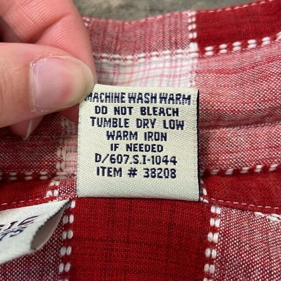 Vintage 90s XL Floral Embroidered Gingham Print Sleeveless Button Down Blouse - Picture 11 of 12